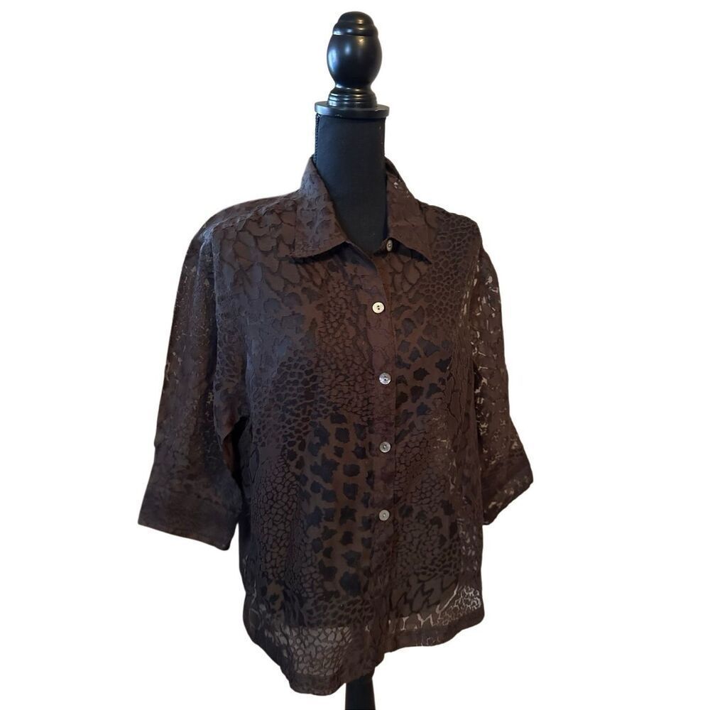 🐆 Wildly Chic: Marisol Sheer Animal Print Button-Down | Size XL